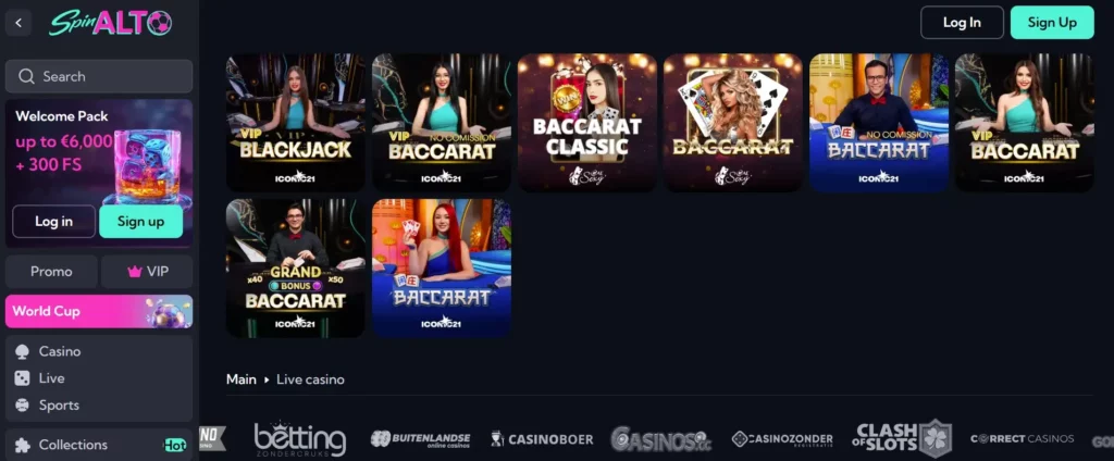 Live Casino-aanbieding voor nieuwe deelnemers